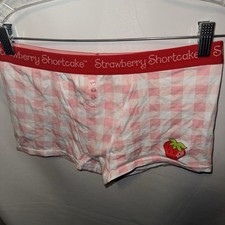 Strawberry Shortcake Womens Large Pink Cotton Boxer Pajama shorts