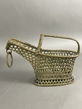 Vintage Bohemian Style Wicker Wine Basket Holder Green Brown