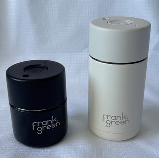 FRANK GREEN Ceramic Reusable Coffee Cups NEW x 2 | White 12oz Black 8oz | HOT