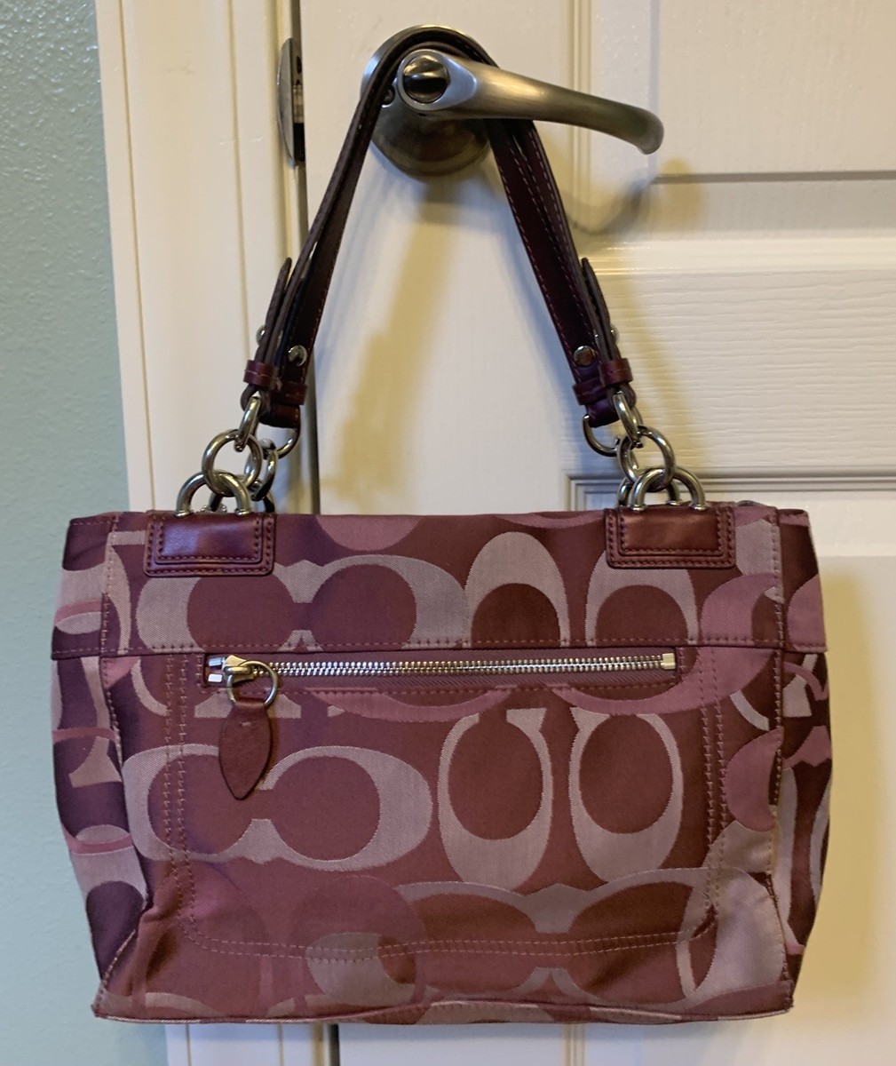 Coach Penelope Optic Art Turn Lock Berry Signature C Handbag