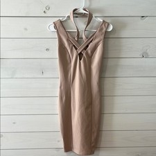 Privy Tan Mini Halter Dress Size Small
