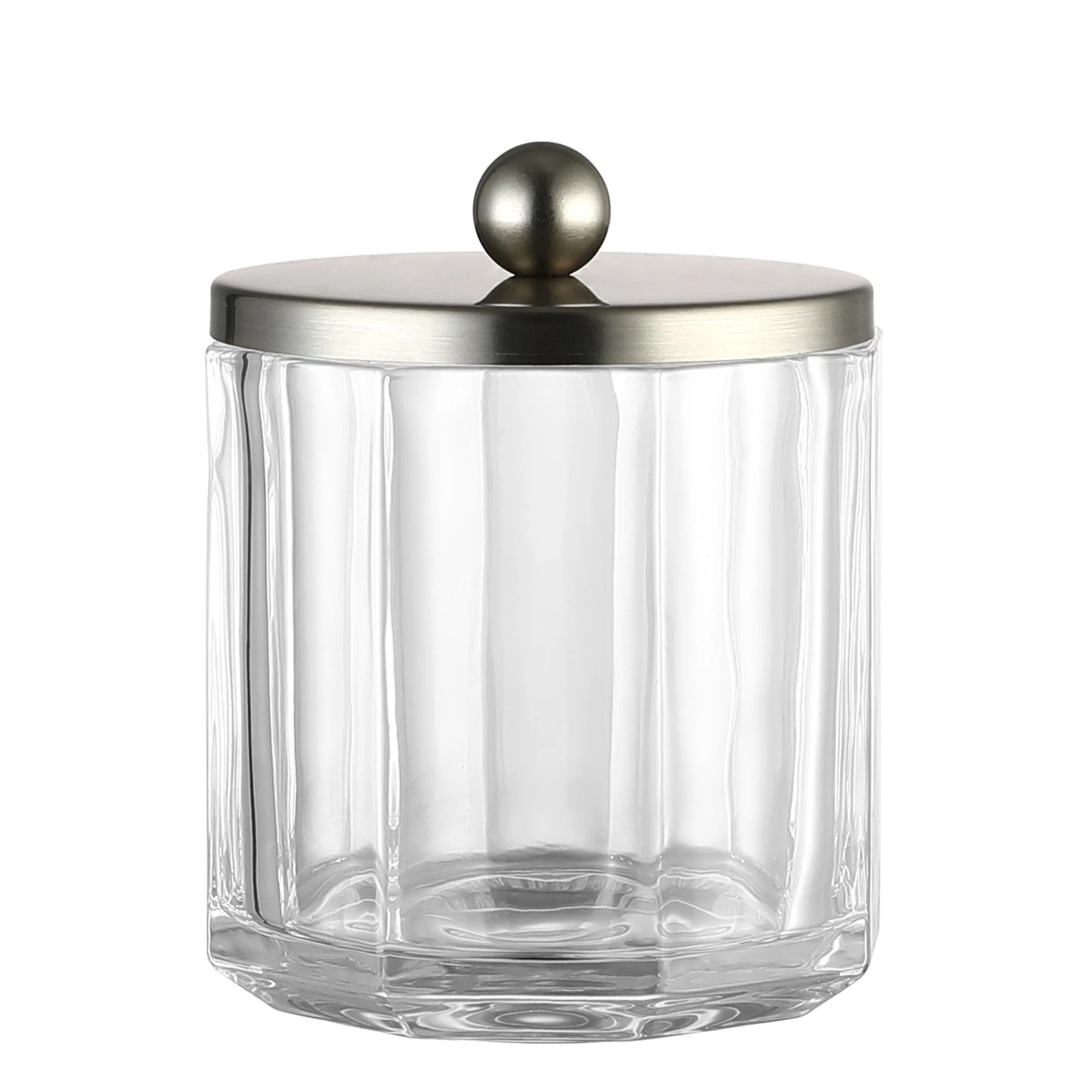 Clear Transparent Apothecary Octagional Shaped Glass Canister Jar With Satin ...
