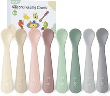 DRKIO 8 Pack Silicone Baby Spoons for Infant First Stage Feeding