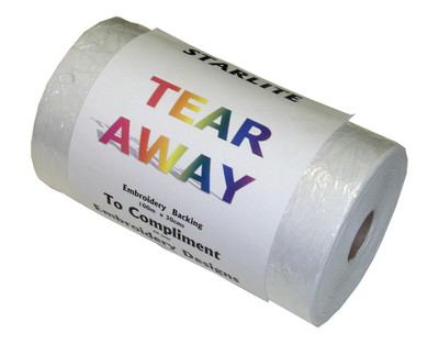 Starlite tear away embroidery backing paper white  100m x 30cms on
