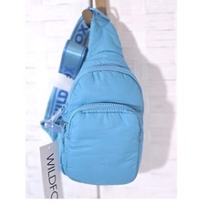 NWT Wildfox Blue Parachute Nylon Sling Backpack Bag with Crossbody Strap WILDFOX Light Blue Sling Backpack Bag Crossbody Strap for  main image 2