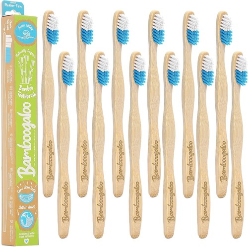 12 Pack Bamboogaloo Bamboo Wooden Toothbrush Kids Adult Ocean Eco Sustainable - Picture 7 of 12
