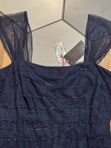 Womens Midnight velvet Dressy Elegant Evening Gown Maxi Dress Beaded Navy 1X NWT - Picture 3 of 4