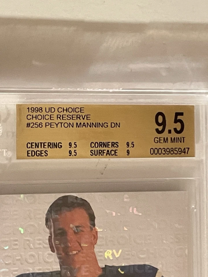 1998 Peyton Manning UD Choice Reserve ROOKIE #256 BGS 9.5 - Image 2 of 3