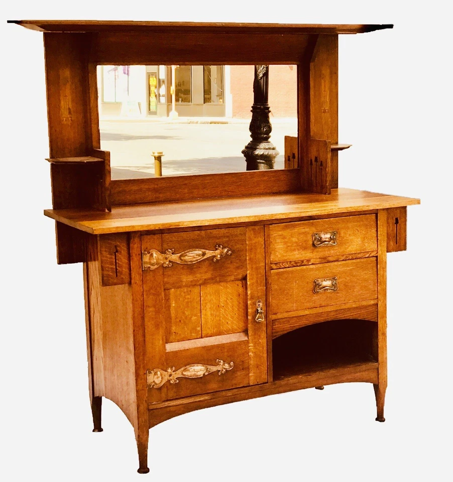 АНТИКВАРНЫЙ ДУБОВЫЙ СЕРВАНТ ИЛИ СЕРВЕР ДЛЯ ДЕКОРАТИВНО-ПРИКЛАДНОГО ИСКУССТВА С ОБОРУДОВАНИЕМ В СТИЛЕ МОДЕРН - Изображение 3 из 4