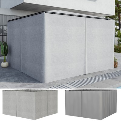 Outsunny 4 Seitenteile für Pavillon mit Haken Seitenwände Polyester Grau