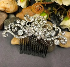 Silver tone elegant wedding bridal haircomb pearl with crystal ha2016c 357