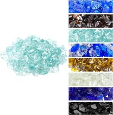Crushed Fire Glass for Natural or Propane Fire Pit Fireplace & Landscaping,10 Lb