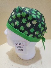 Clovers St. Patricks Men's Skull/Chemo Surgical Scrub Hat/Cap Handmade