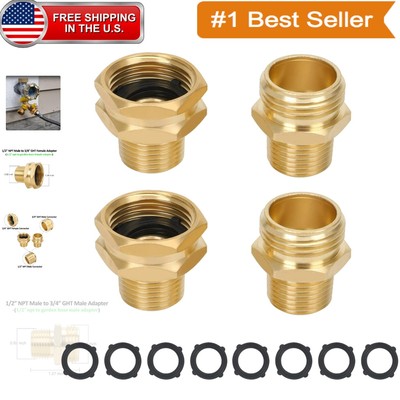 Reliable 3/4'' GHT to 1/2'' NPT Male Brass Adapter with Easy Install Washers