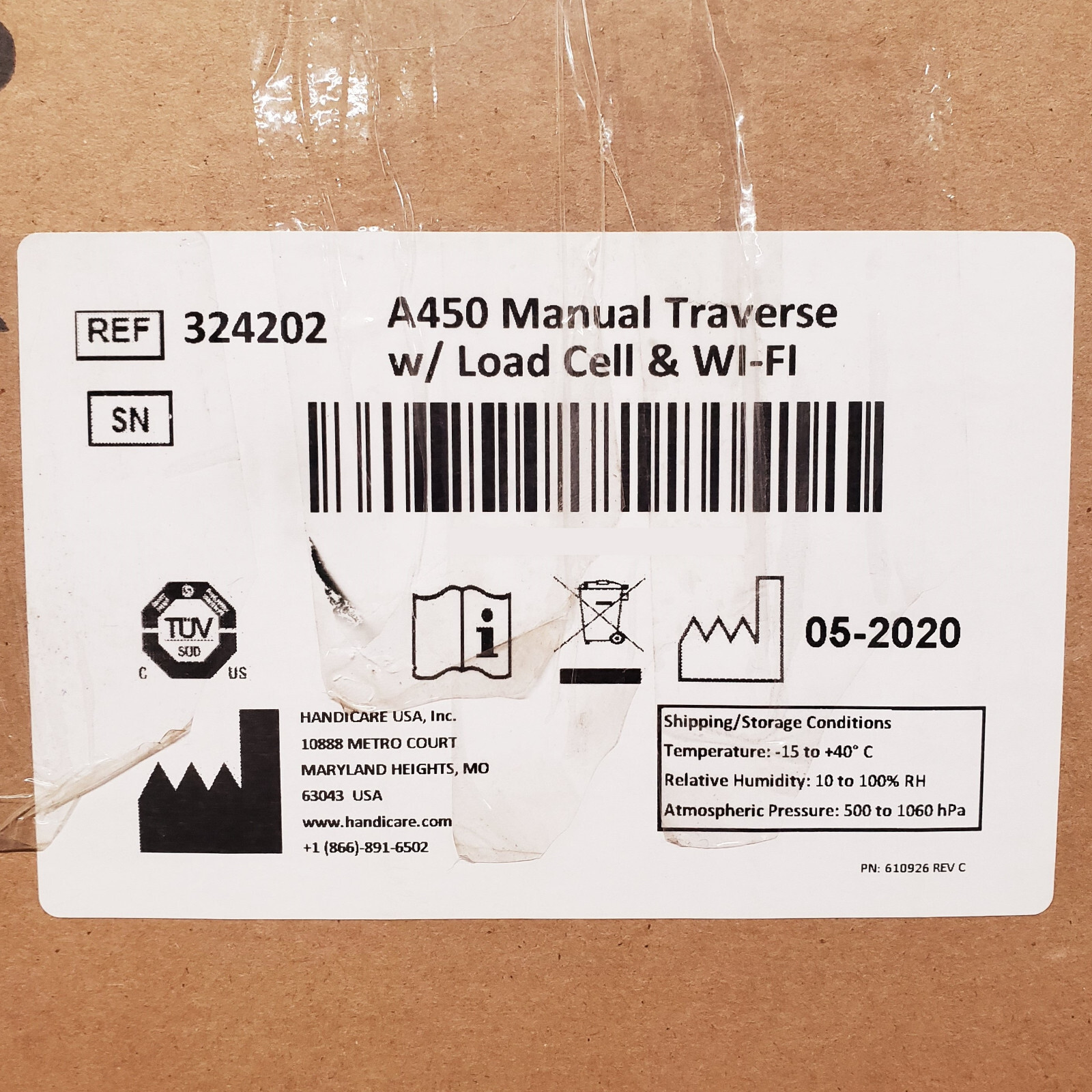 Handicare A450 Fixed Ceiling Lift, Manual Traverse w/ Load Cell & Wi-Fi 324202