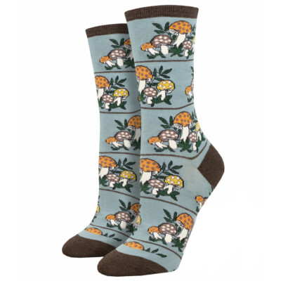 Socksmith Women's Crew Socks Magic Mountain Mushroom Blue Novelty Footwear
