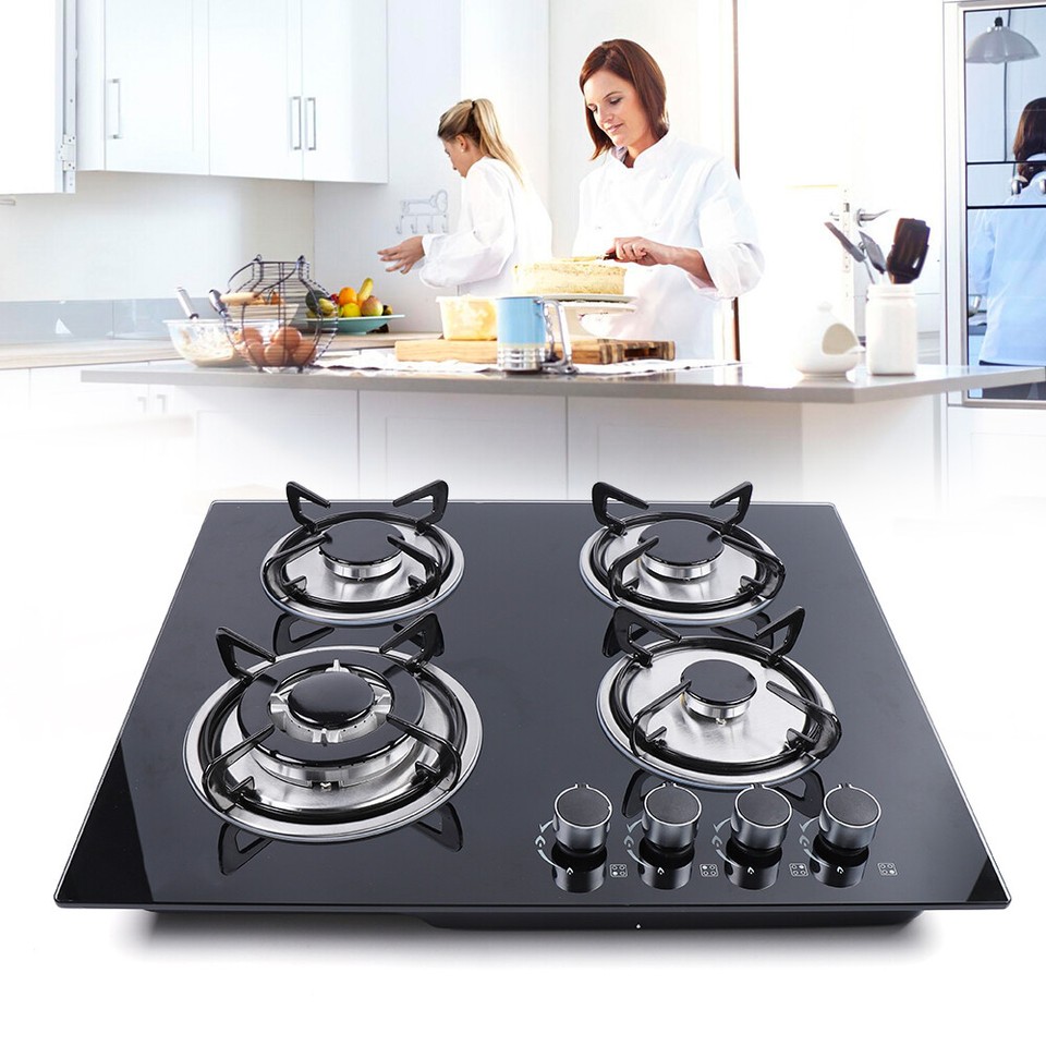23" Top BuiltIn 4 Burner Gas Stove Cast Iron LPG/NG Cooktops Hob