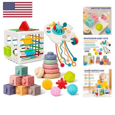 Baby Toys 6 to 12 Months, 5 In 1 Montessori Toys for 1 Year Old, Incl Travel ...