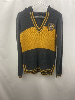 Harry Potter Hufflepuff Sweater Women's Size Small V Neck Hooded