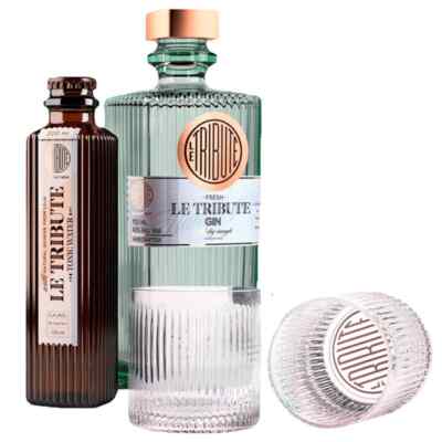 Le Tribute Premium Gin mit Le Tribute Tonic (0,2L) + 2 Gläser - 43 % Vol./0,7 L