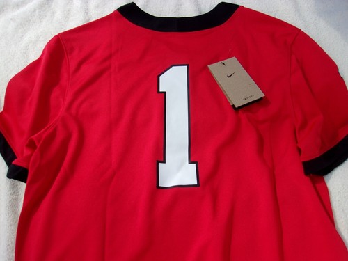 NWT Nike youth football jersey, L, Georgia, $75, #1, red, UGA, no name, poly. - Picture 6 of 6