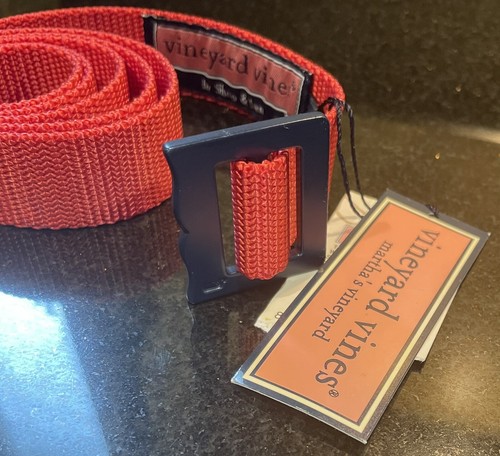 Vineyard Vines Belt Unisex SZ M Red Nylon D Ring Lightweight Woven Preppy NEW - Picture 2 of 5