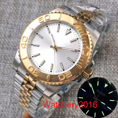 New Bliger Gold Pink Dial NH35 Mens Automatic Watch Miyota 8215 PT5000 Sapphire 