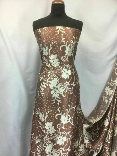 Nuevo Precioso Diseño Clase Alta Diseñador Floral Estampado Satén Tela Arte Vestido Prenda - Imagen 6 de 8