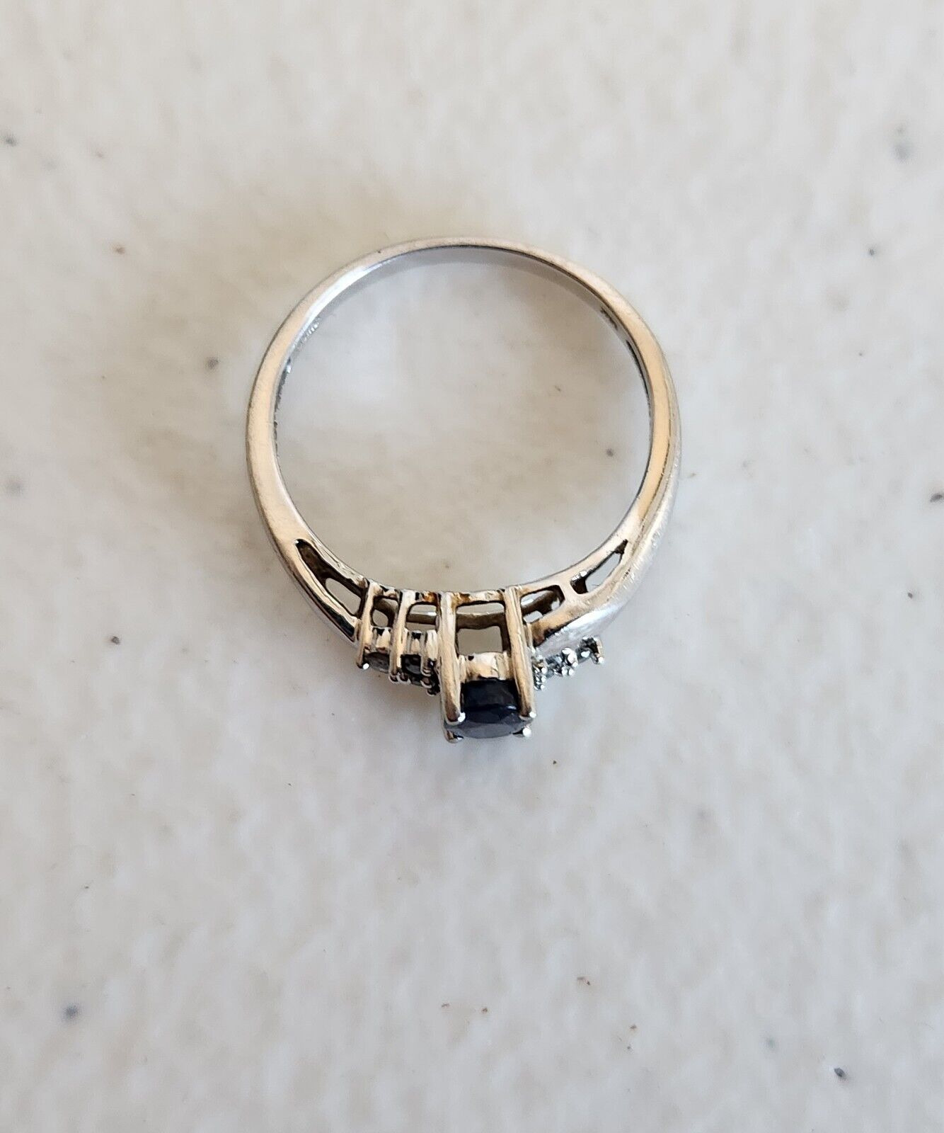 JWBR 10K White Gold Sapphire & Diamond Ring Size … - image 7