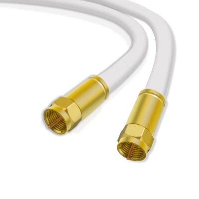 SAT KABEL KOAXIAL 135 4K Sat Kabel 135dB Antennenkabel vergoldet F-Stecker BESTE QUALITÄT RG6 HD Weiß