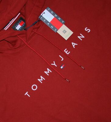 Tommy Hilfiger Magma Red Linear Logo Hoodie Kapuzenpullover Gr. 2XL / 3XL / 5XL
