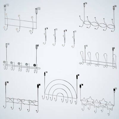 Über Tür Haken Aufhänger Regal Aufbewahrung Chrom Handtücher Mäntel Organizer