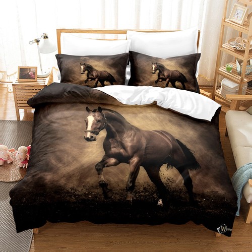 Galloping Horse Bedding Set 2/3 PCS Quilt Duvet Cover Dorm Single Double King - Picture 11 of 32
