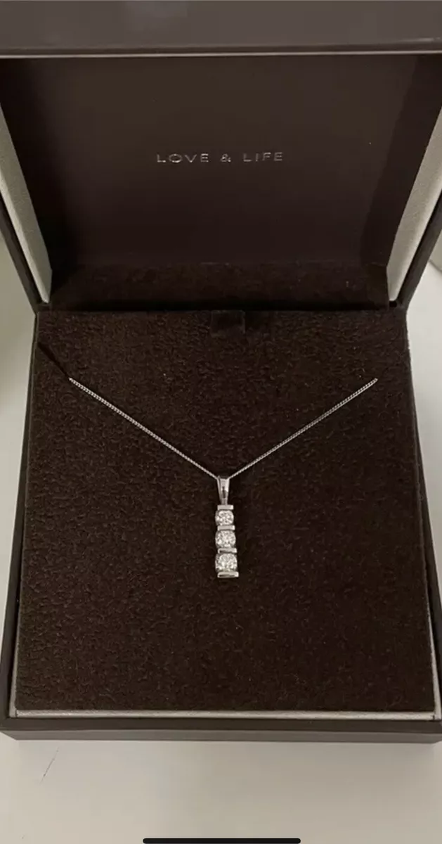 Trilogy Diamond Heart Pendant Necklace in 9K White Gold for Women, Diamond  Gold Necklace With an Open Heart Pendant Set With 0.25ct Diamonds - Etsy