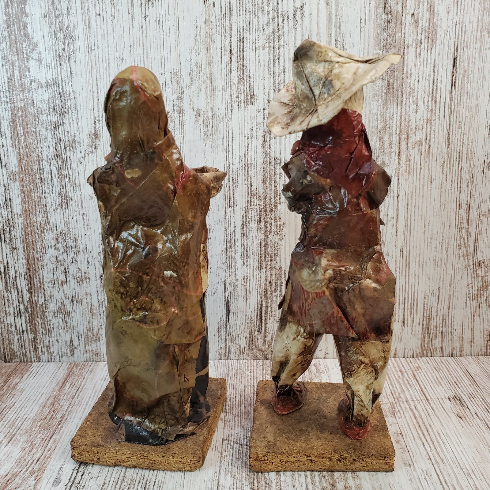 Vinage Handmade Paper Mache Mexican Folk Art Figures Man And Woman Lot