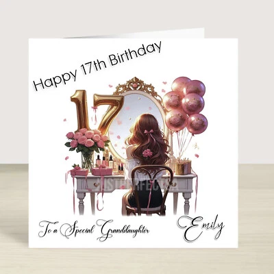 JUST_PERFECTSA Personalised 17th Birthday Card Girls Granddaughter Niece Daughter Teenager 17th