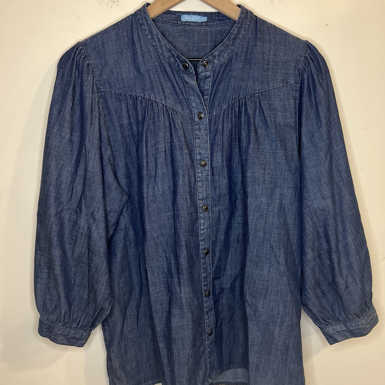 J. McGlaughlin Button Snap Blouse Medium Workwear… - image 2