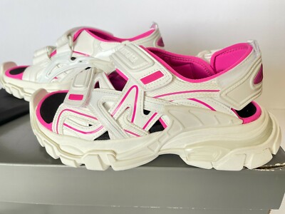 New Balenciaga Track Grip Straps Sport Sandals White Pink US New Balenciaga Track Grip Straps Sport Sandals White Pink US