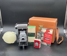Vintage Polaroid Highlander Folding Land Camera Model 80 w/ Case, Flash Meter