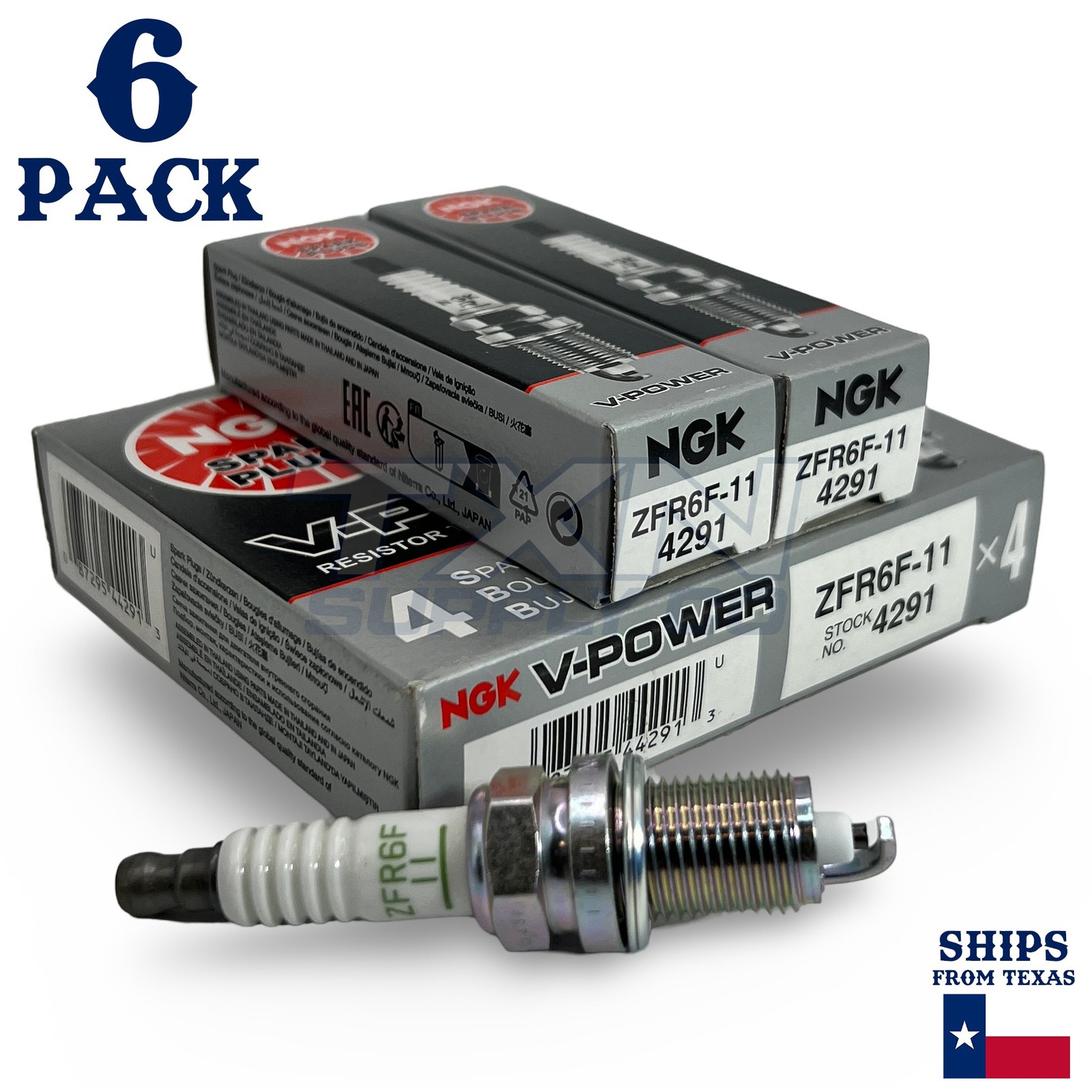 6 Pack NGK V-Power 4291 Spark Plugs ZFR6F-11
