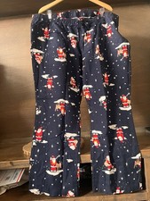 Old Navy Flannel Pajama Sleep Pants Holiday X-mas Santa Claus NAVY Women 2X NWT