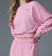 Alo Sweet Pink Cropped Accolade Crewneck Size Large