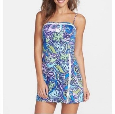 Lilly Pulitzer Jesse romper cattitude print purple and blue size 2 EUC