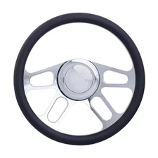 Racing Power Company RPC R5608 Chrome 14″ Billet “4-Slot” Style Steering Wheel