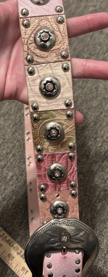 Cinturón Vintage Nanni Italia Tonos Rosa Ombre Estrás 35/38 Foto 3 de 4