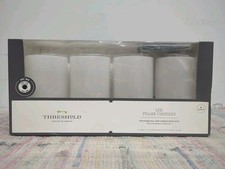 4pc Threshold 5" x 3" LED Flameless White Pillar Candles w/ Remote