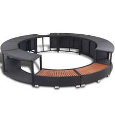 Hot tub surround in poly rattan with steel frame, built in storage and cutout