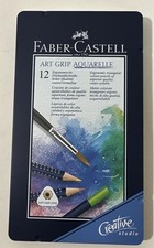 Faber-Castell 12 Art Grip Aquarelle Watercolor Pencils Open Box Made In Germany