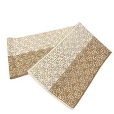 Michael Kors Monogram Logo Knit Scarf Camel Cream Two Tone Designer Wrap