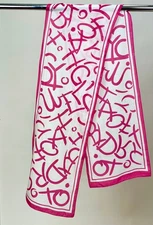 Vintage Designer Strawbridge & Clothier Cotton Pink and White Scarf Novelty